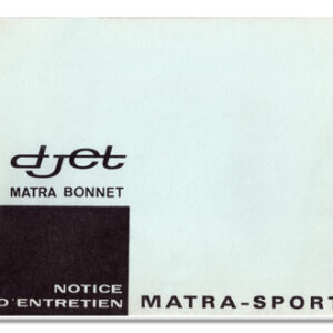 Carnet de Bord Djet Matra Bonnet