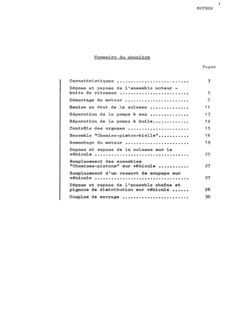 Manuel d'atelier Matra Djet - Moteur