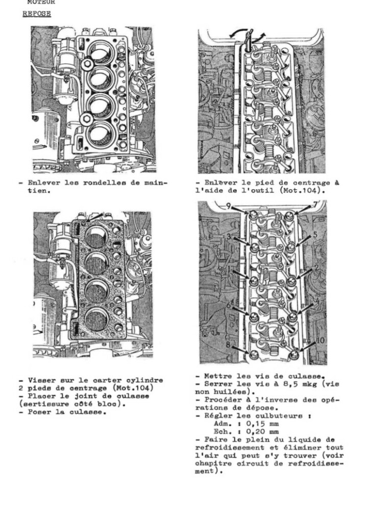 Manuel d'atelier Matra Djet - Moteur