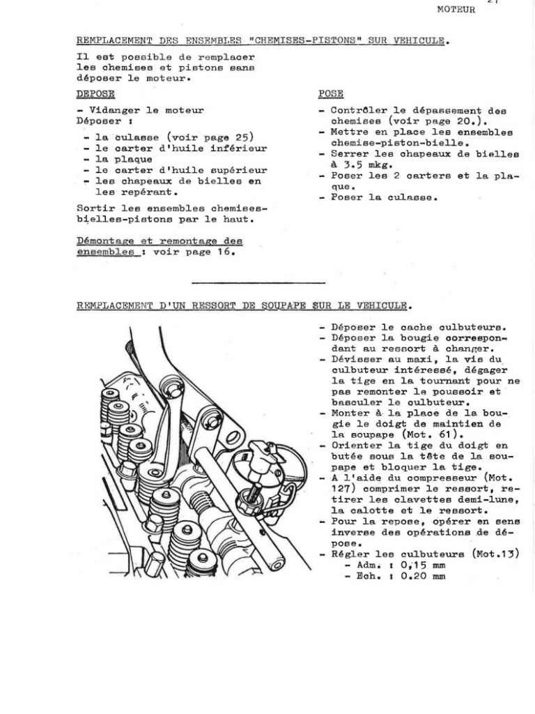Manuel d'atelier Matra Djet - Moteur