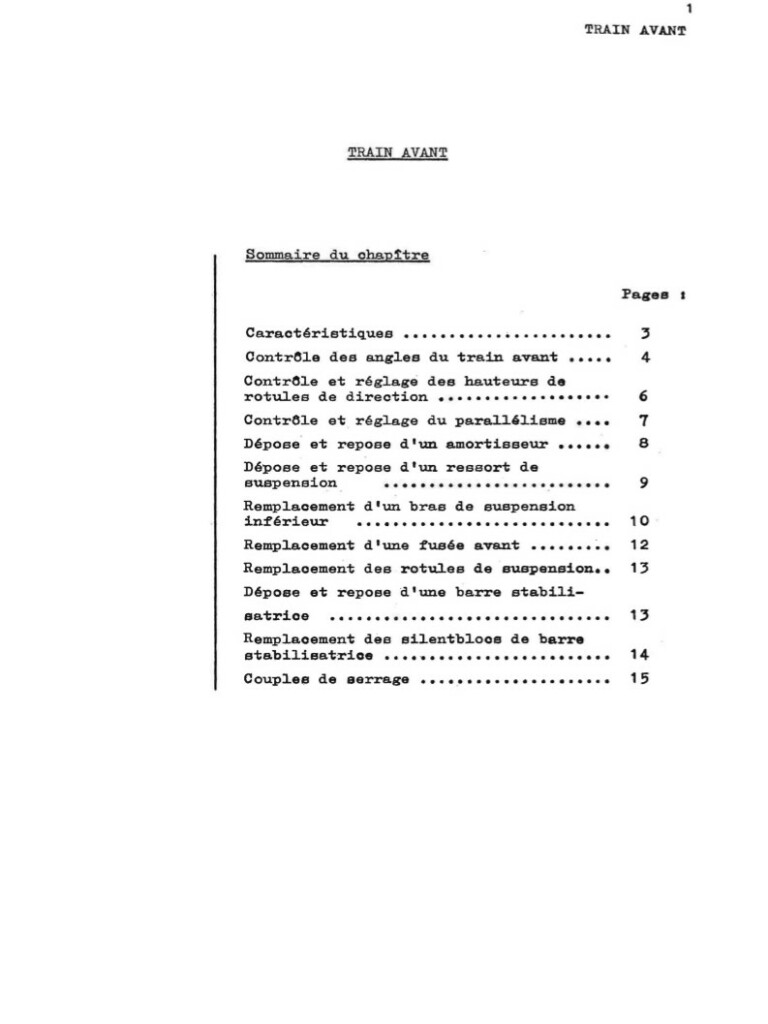 Manuel d'atelier Matra Djet - Train Avant