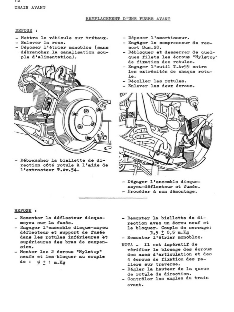 Manuel d'atelier Matra Djet - Train Avant