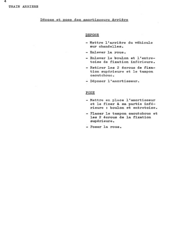 Manuel d'atelier Matra Djet - Train Arrière