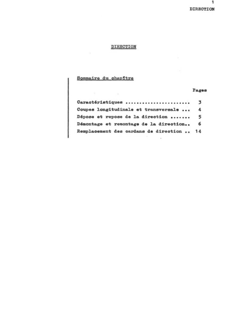 Manuel d'atelier Matra Djet - Direction
