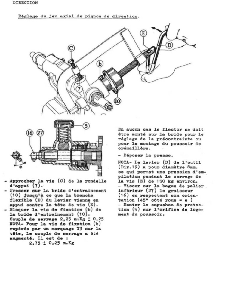 Manuel d'atelier Matra Djet - Direction