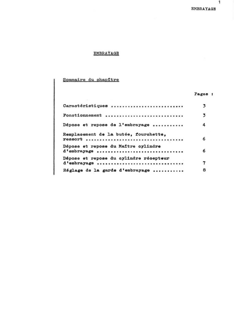 Manuel d'atelier Matra Djet - Embrayage