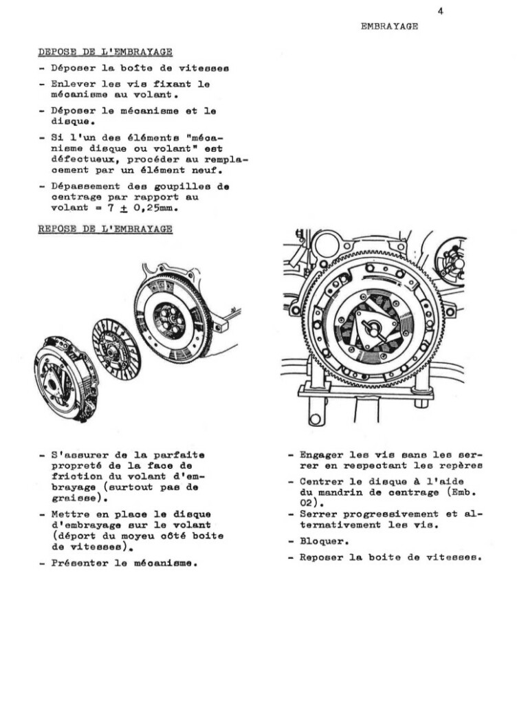 Manuel d'atelier Matra Djet - Embrayage