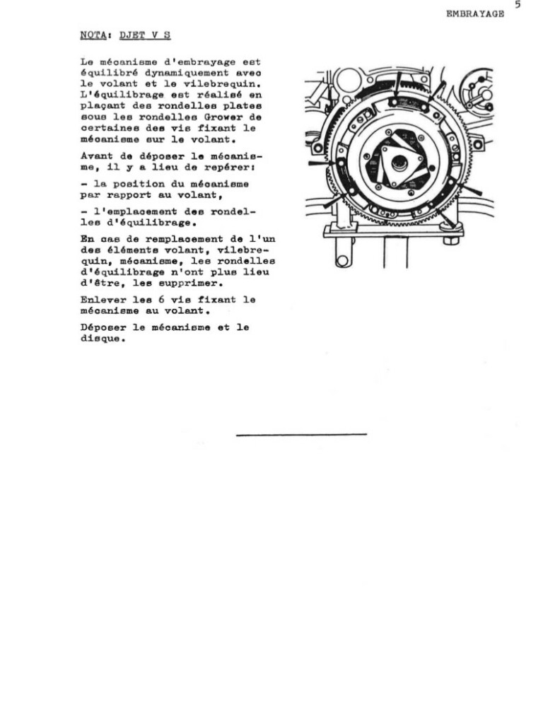 Manuel d'atelier Matra Djet - Embrayage