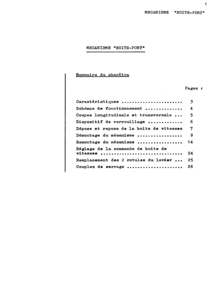 Manuel d'atelier Matra Djet - Boite de vitesses - Pont