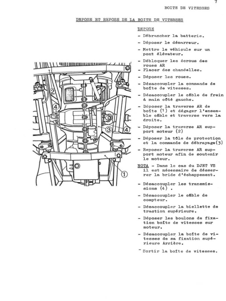 Manuel d'atelier Matra Djet - Boite de vitesses - Pont