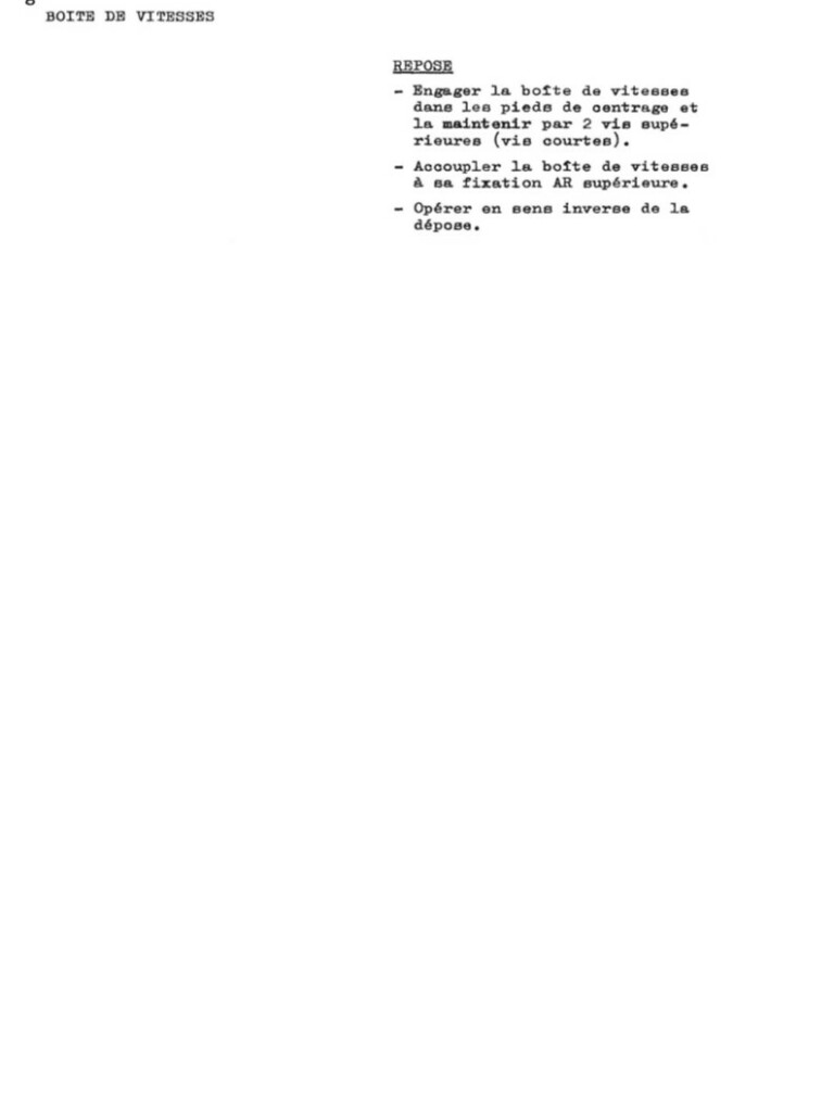 Manuel d'atelier Matra Djet - Boite de vitesses - Pont