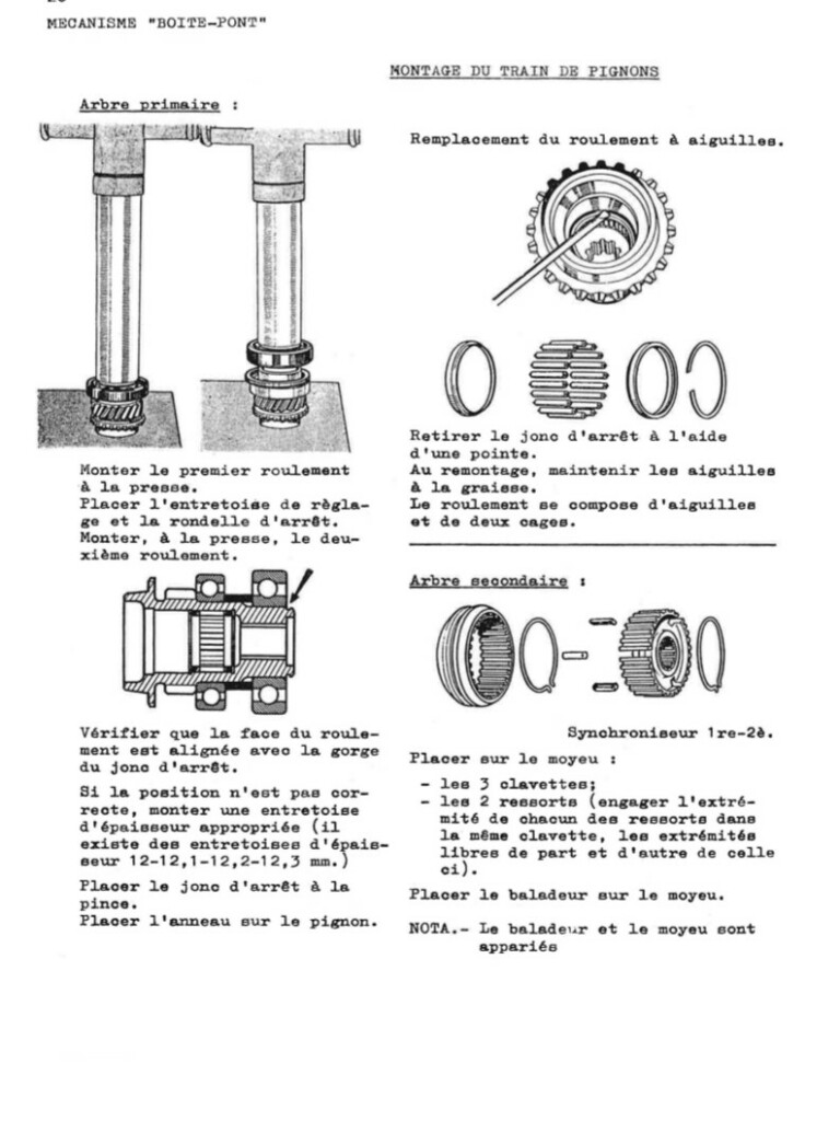 Manuel d'atelier Matra Djet - Boite de vitesses - Pont