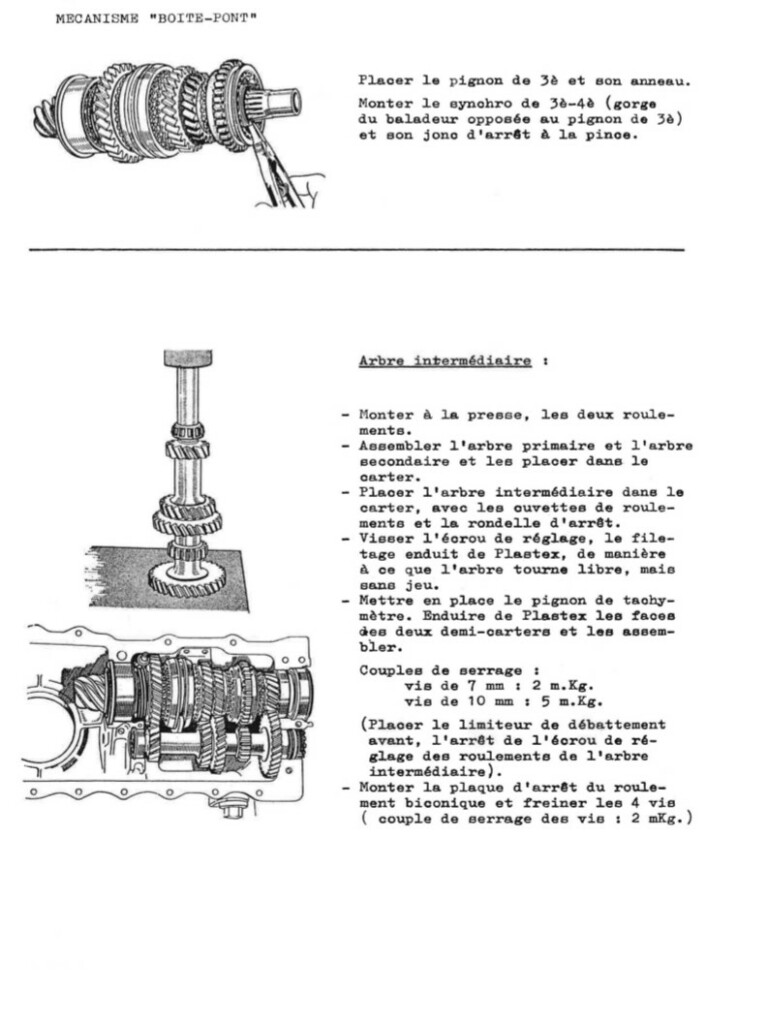 Manuel d'atelier Matra Djet - Boite de vitesses - Pont