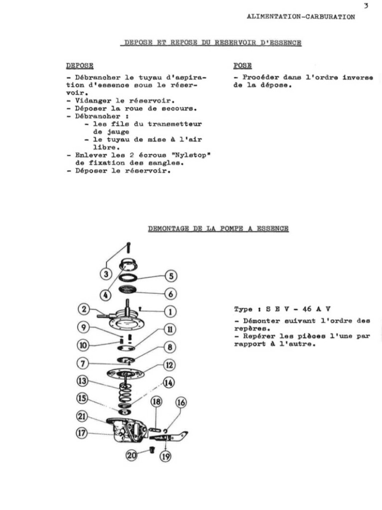 Manuel d'atelier Matra Djet - Alimentation - Carburation