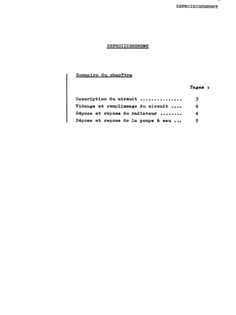 Manuel d'atelier Matra Djet -Refroidissement