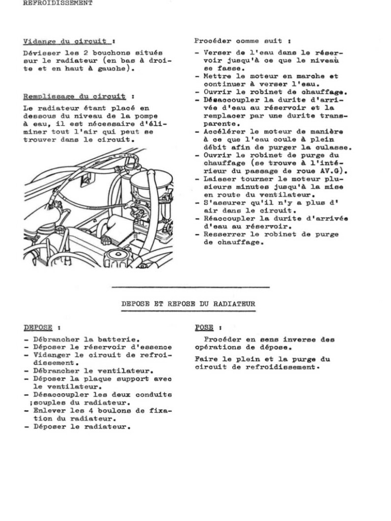 Manuel d'atelier Matra Djet -Refroidissement