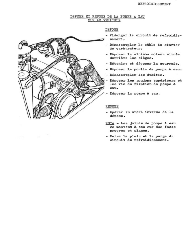 Manuel d'atelier Matra Djet -Refroidissement