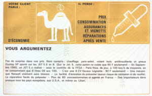 Plaquette Matra Sports Djet réservée aux commerciaux 1967