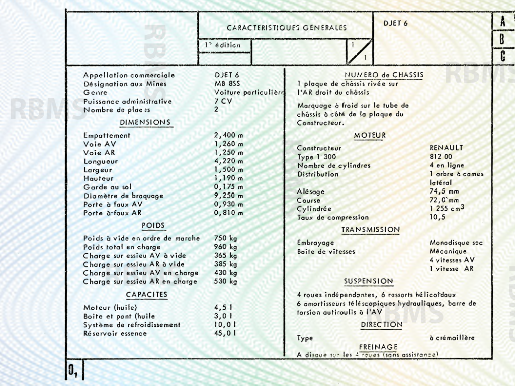 Matra jet 6 Caractéristiques techniques