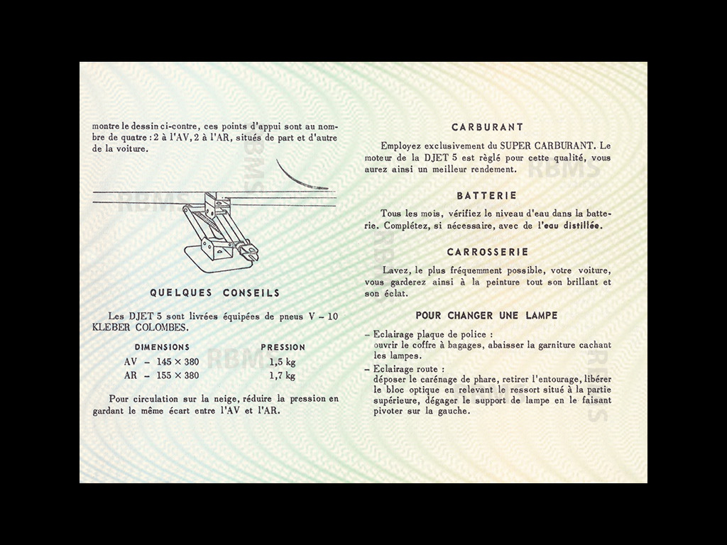 Matra Bonnet Djet Manuel d'utilisation