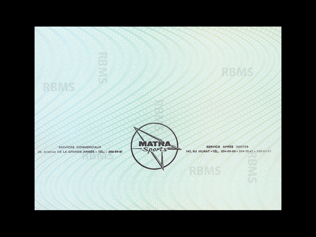 Matra Bonnet Djet Manuel d'utilisation