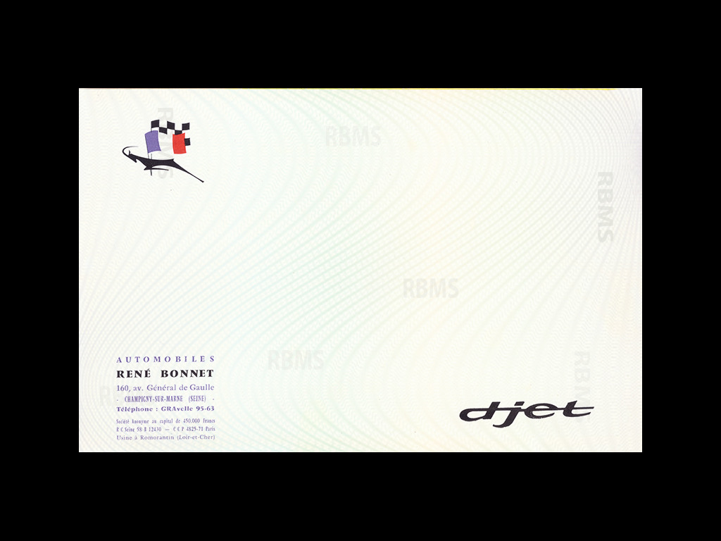 René Bonnet Djet Manuel d'utilisation