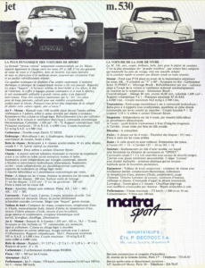 Plaquette commerciale Matra Jet 6 - Matra 530 1968