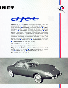 Plaquette commerciale René Bonnet Djet 1962